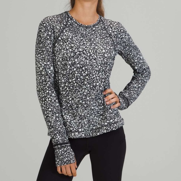 lululemon athletica Tops - Lululemon Its Rulu Run Long Sleeve Shirt Venture Floral Alpine White Black